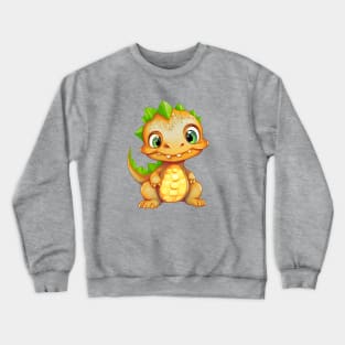 Cute Golden-green Baby Dinosaur Crewneck Sweatshirt